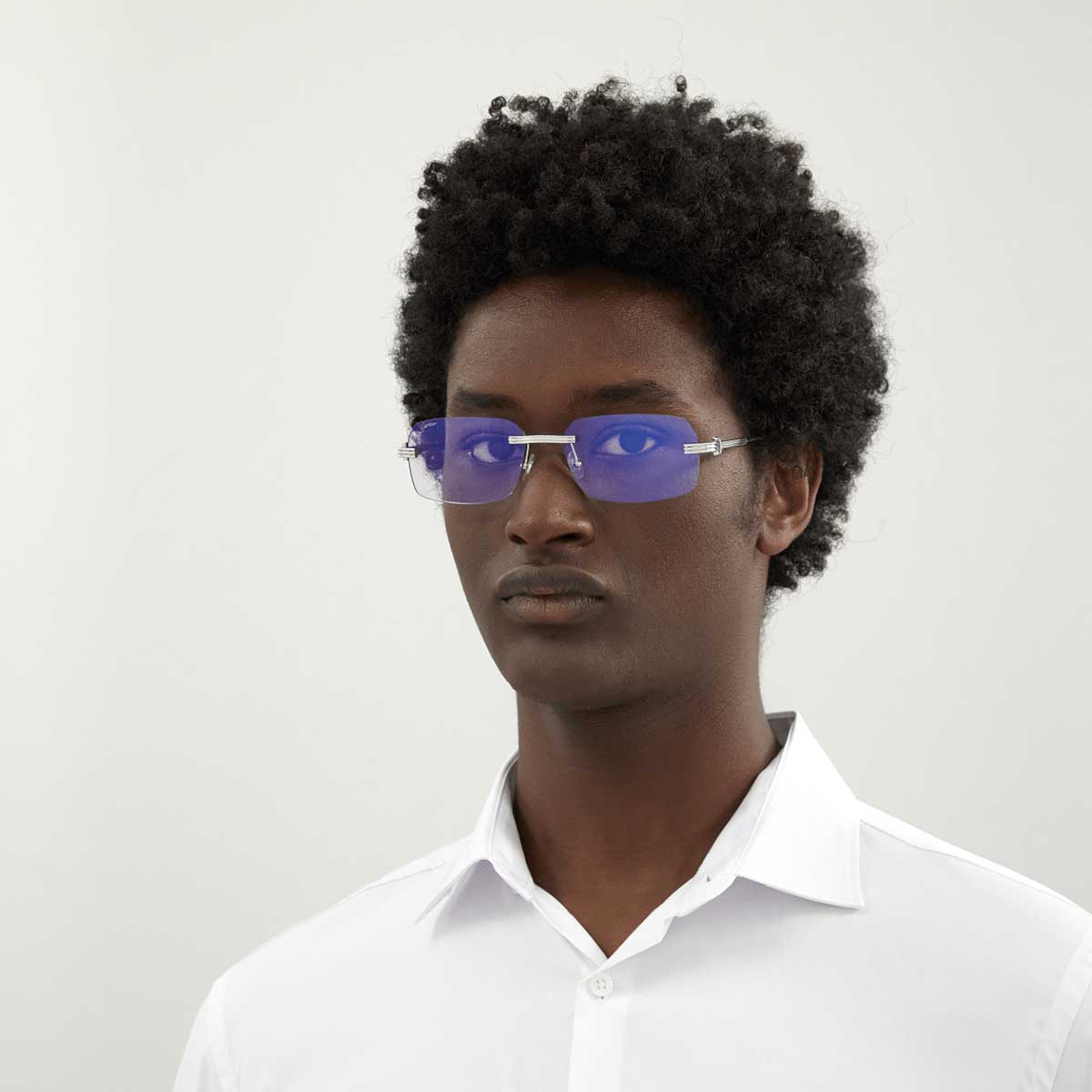 Cartier Occhiali da Sole CT0271S 005 Argento/Azzurro Uomo Fotocromatici