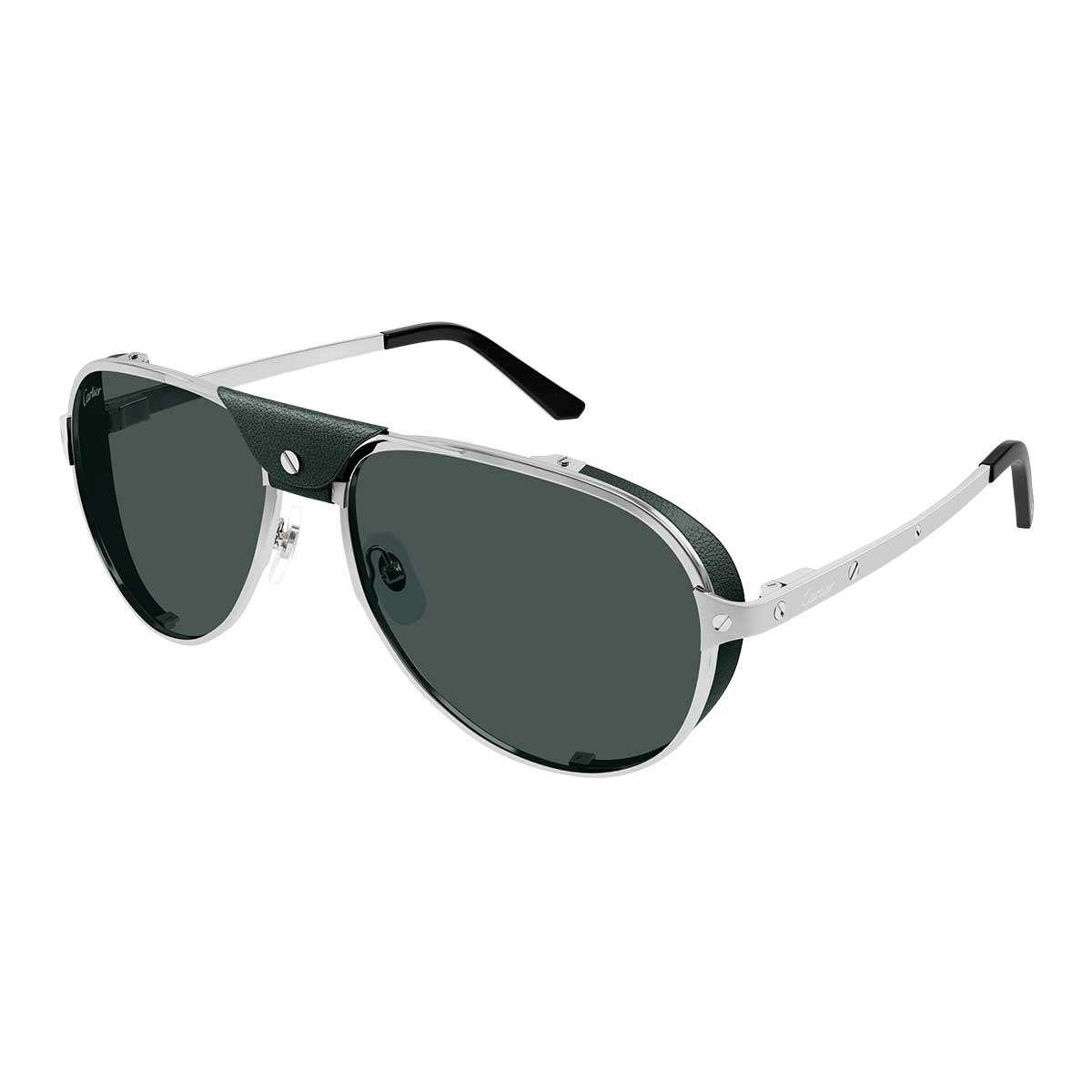 Cartier Occhiali da Sole CT0296S 004 Argento/Verde Uomo Polarizzati