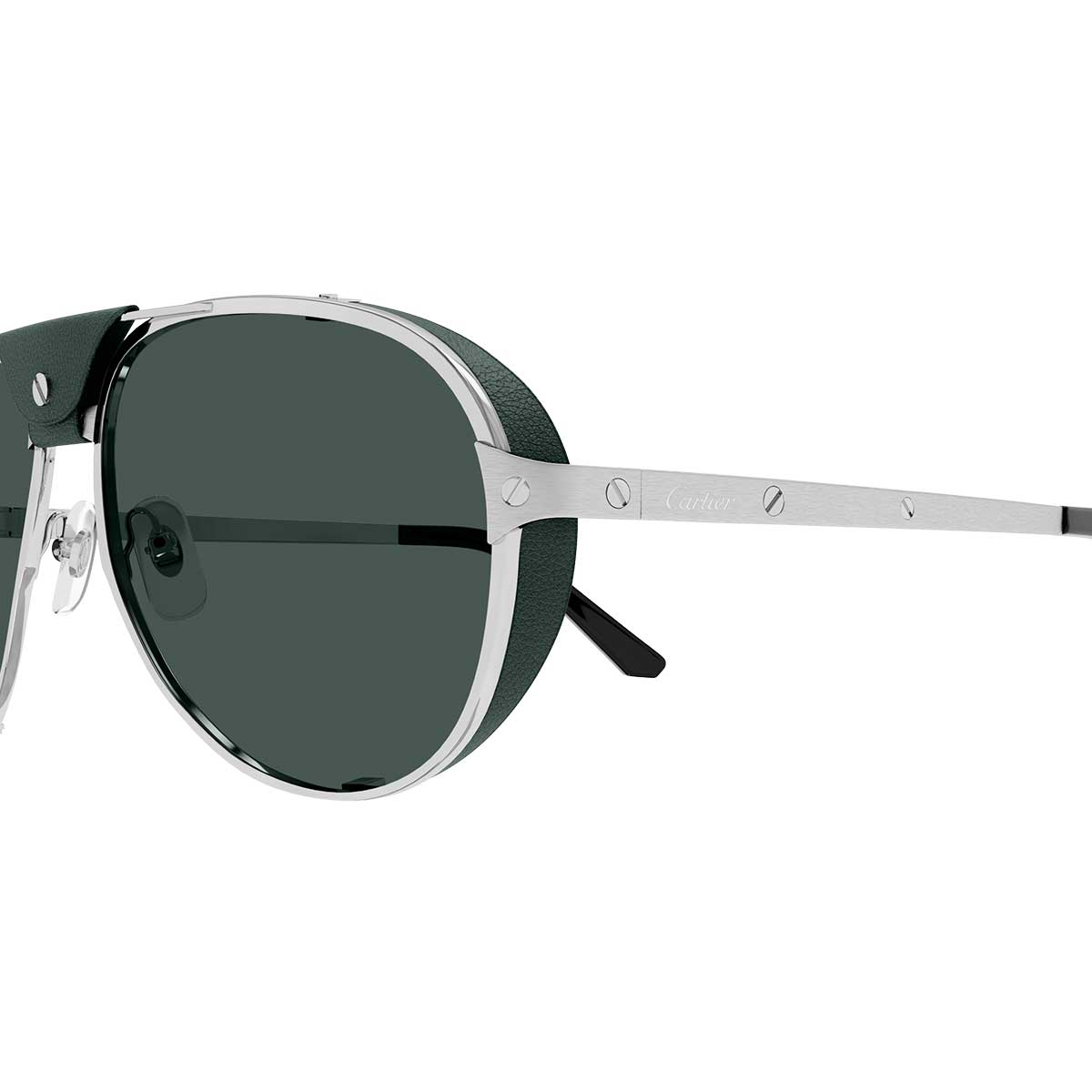 Cartier Occhiali da Sole CT0296S 004 Argento/Verde Uomo Polarizzati