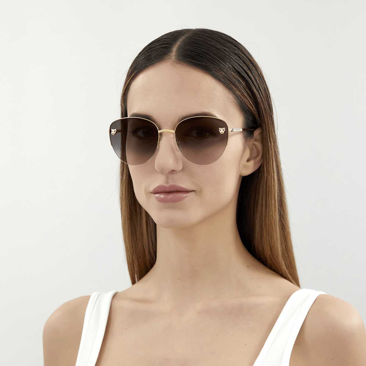 Cartier Occhiali da Sole CT0301S 001 Oro/Grigio Donna