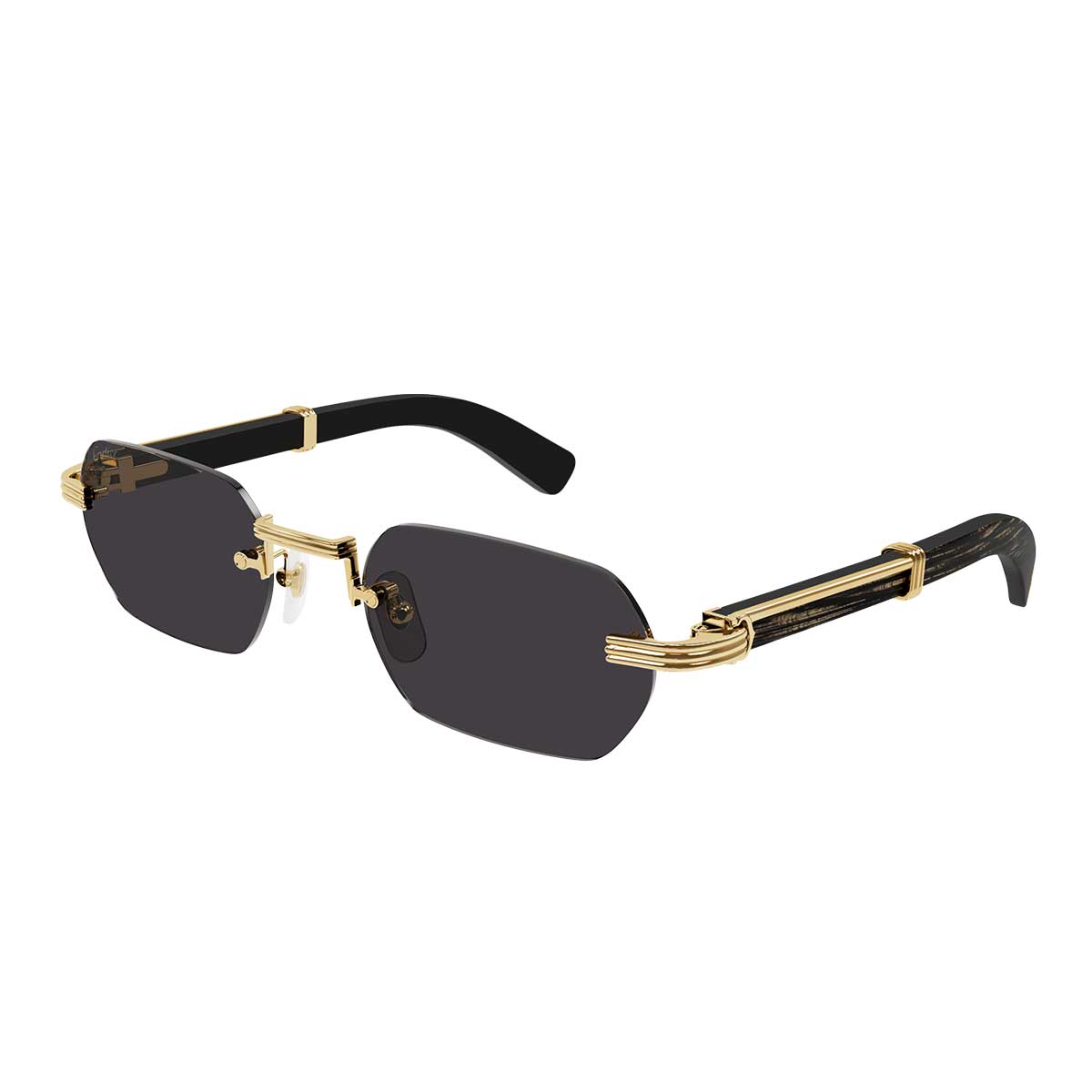 Cartier Occhiali da Sole CT0362S 001 OroNero/Grigio Uomo
