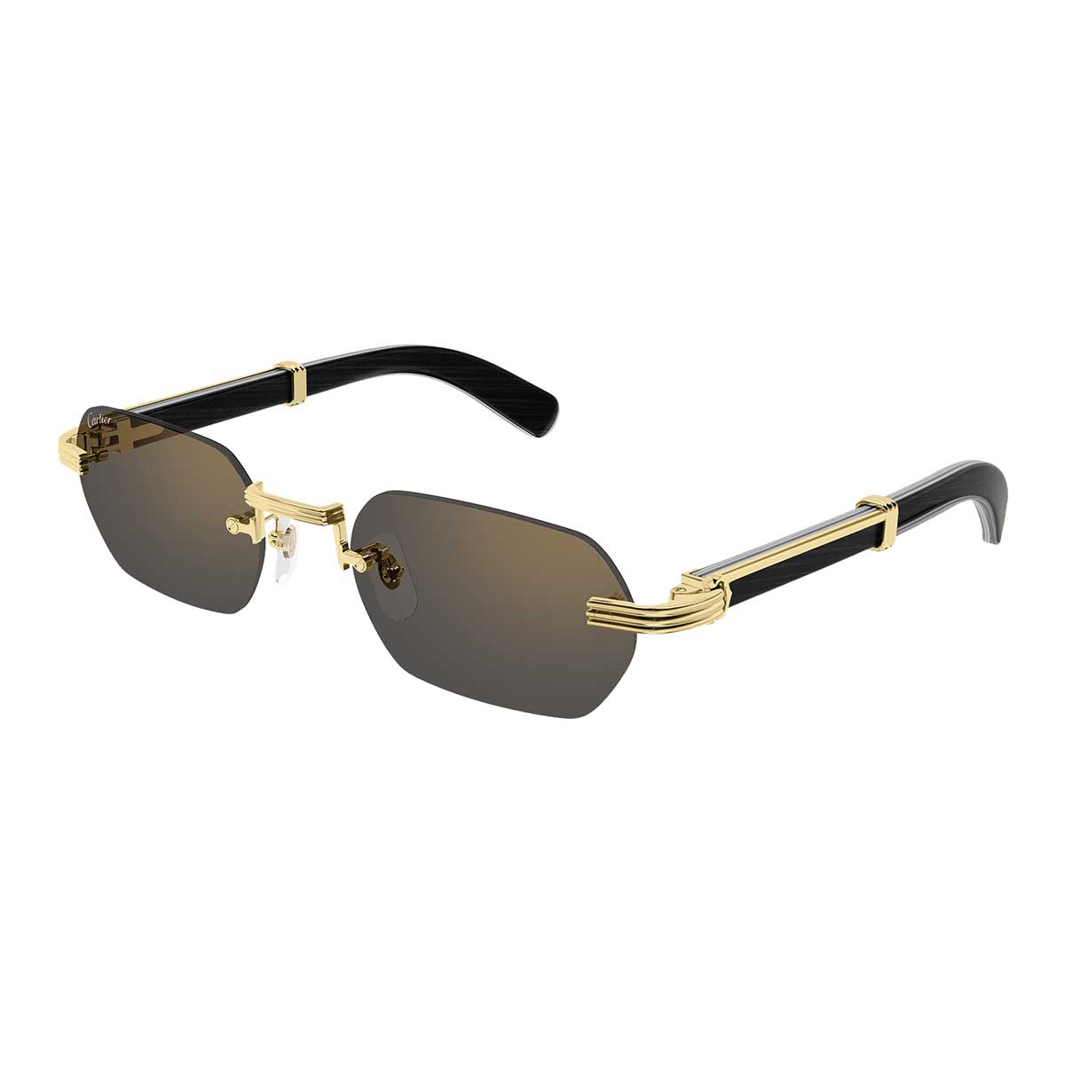 Cartier Occhiali da Sole CT0362S 007 OroNero/Grigio Uomo 2