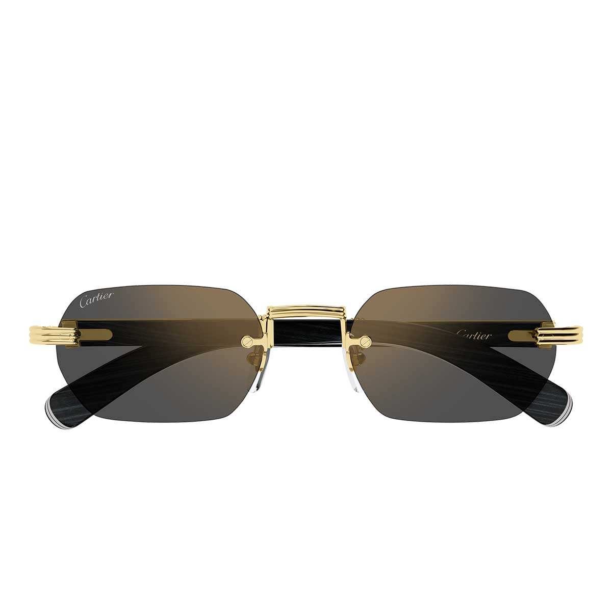 Cartier Occhiali da Sole CT0362S 007 OroNero/Grigio Uomo