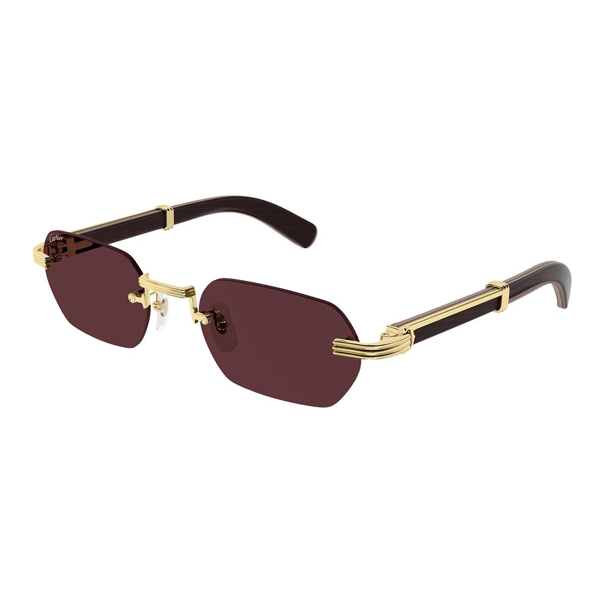 Cartier Occhiali da Sole CT0362S 008 OroBurgundy/Rosso Uomo 2