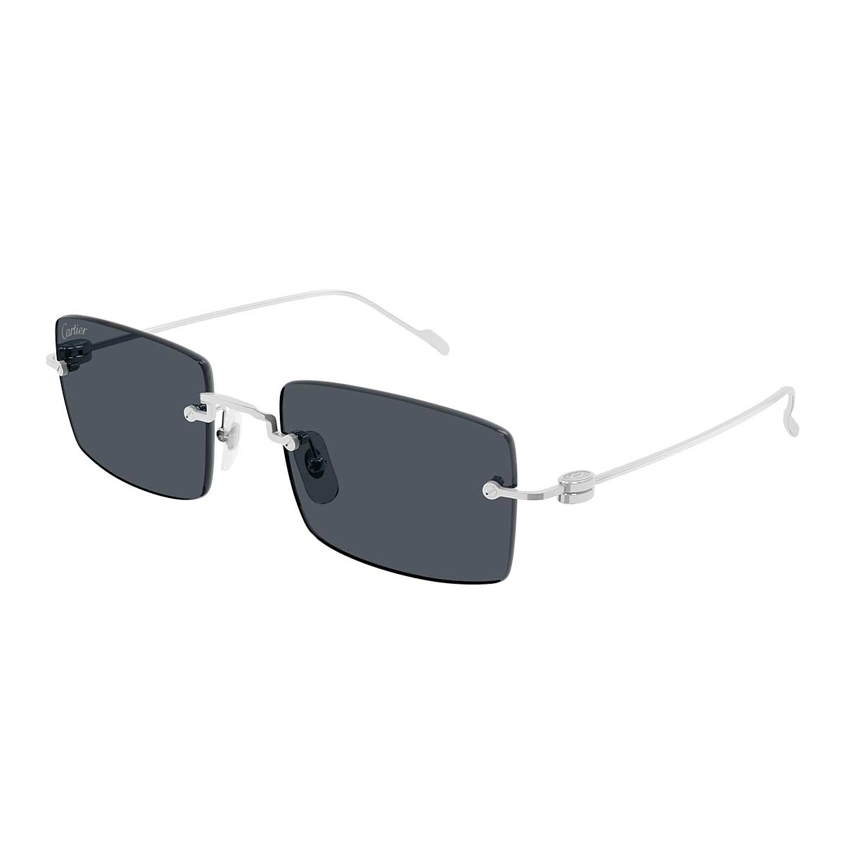Cartier Occhiali da Sole CT0367S 003 Argento/Grigio Uomo