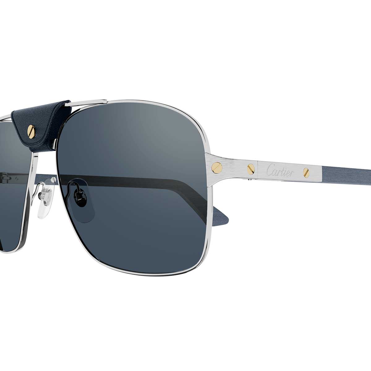 Cartier Occhiali da Sole CT0389S 004 ArgentoBlu/Blu Uomo Polarizzati