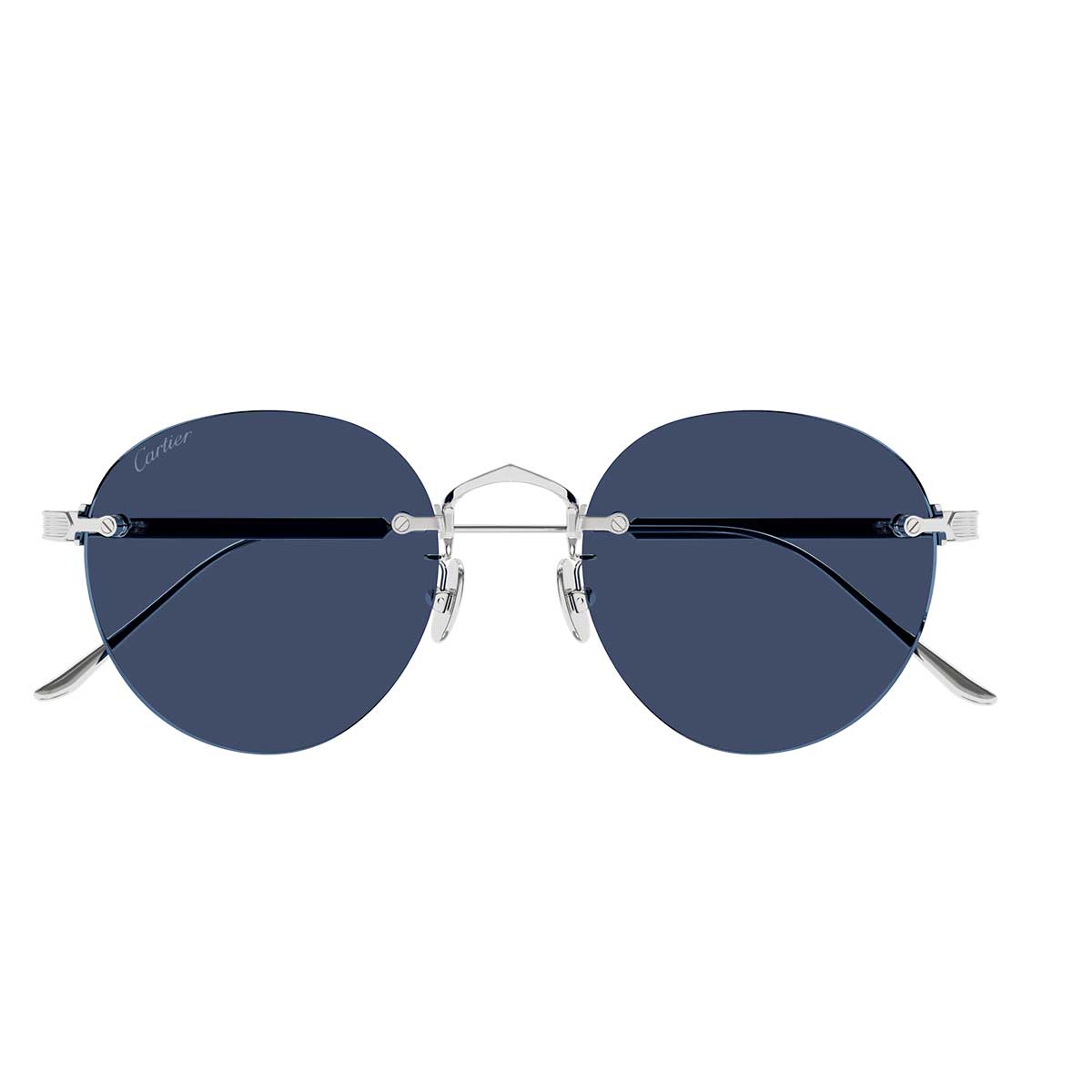 Cartier Occhiali da Sole CT0393S 001 Argento/Azzurro Uomo