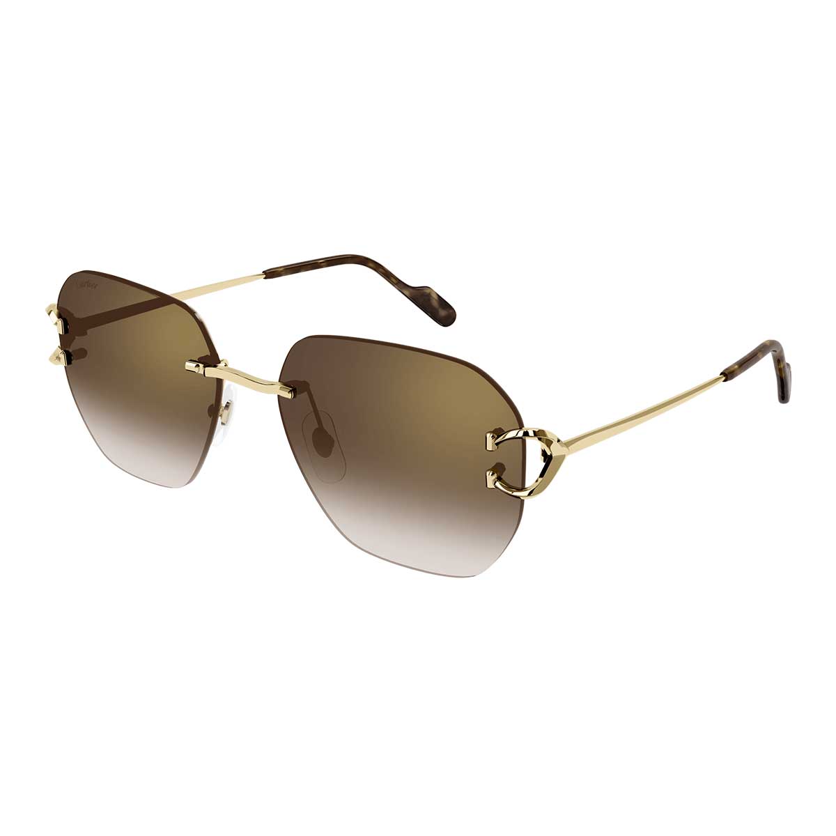 Cartier Occhiali da Sole CT0394S 002 Oro/Marrone Unisex 2