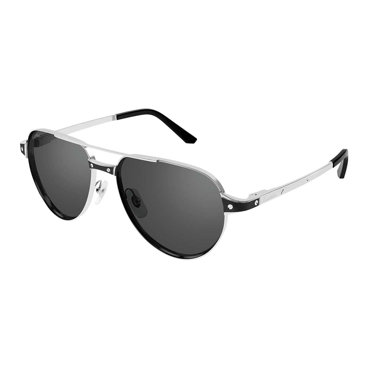 Cartier Occhiali da Sole CT0425S 004 Argento/Grigio Uomo Polarizzati 2