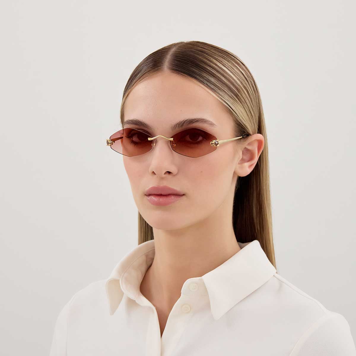 Cartier Occhiali da Sole CT0433S 006 Oro/Rosso Donna 4