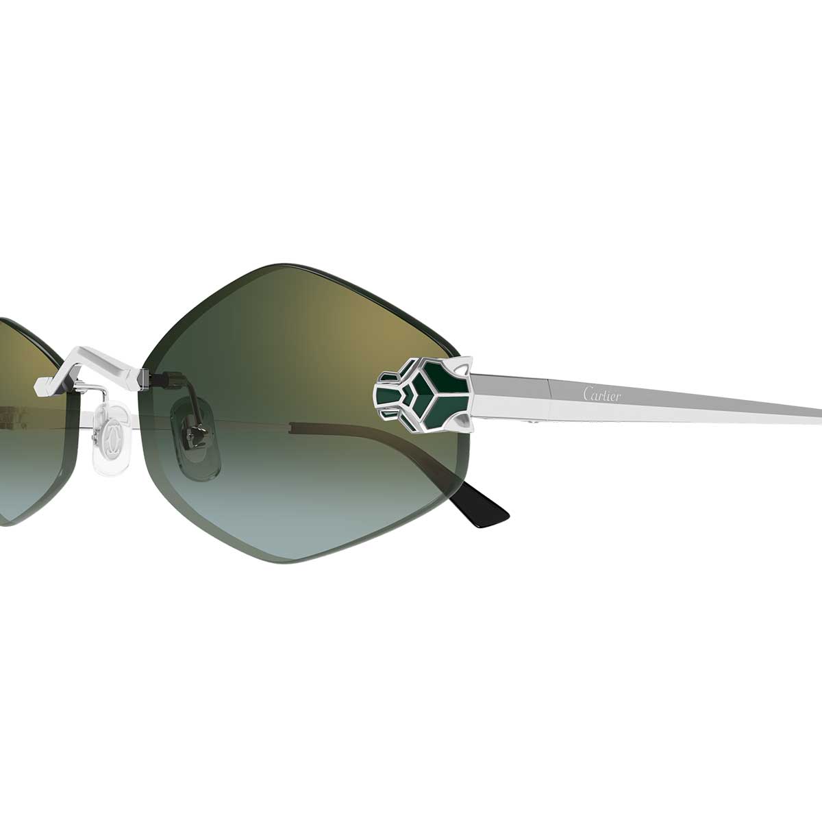 Cartier Occhiali da Sole CT0433S 007 Argento Verde Donna 3