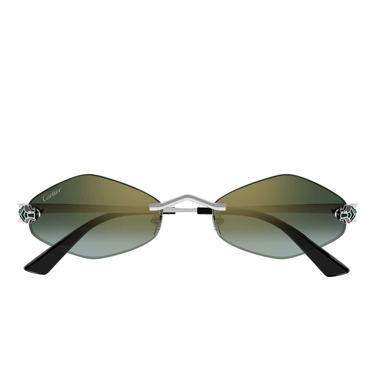 Cartier Occhiali da Sole CT0433S 007 Argento Verde Donna