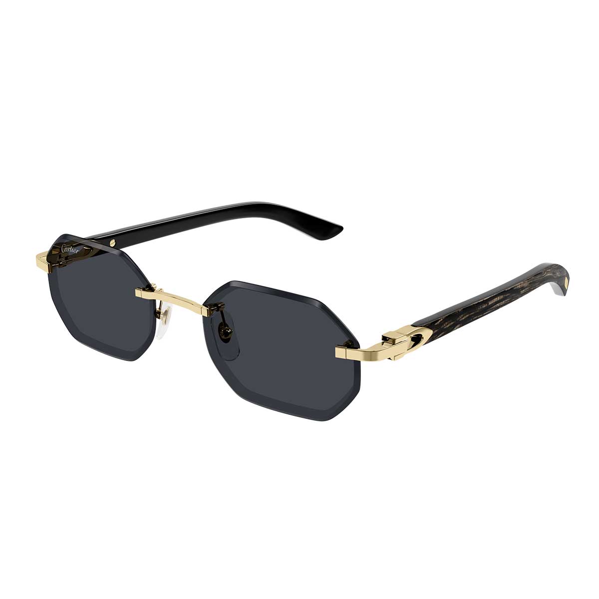 Cartier Occhiali da Sole CT0439S 001 OroNero/Grigio Uomo 2