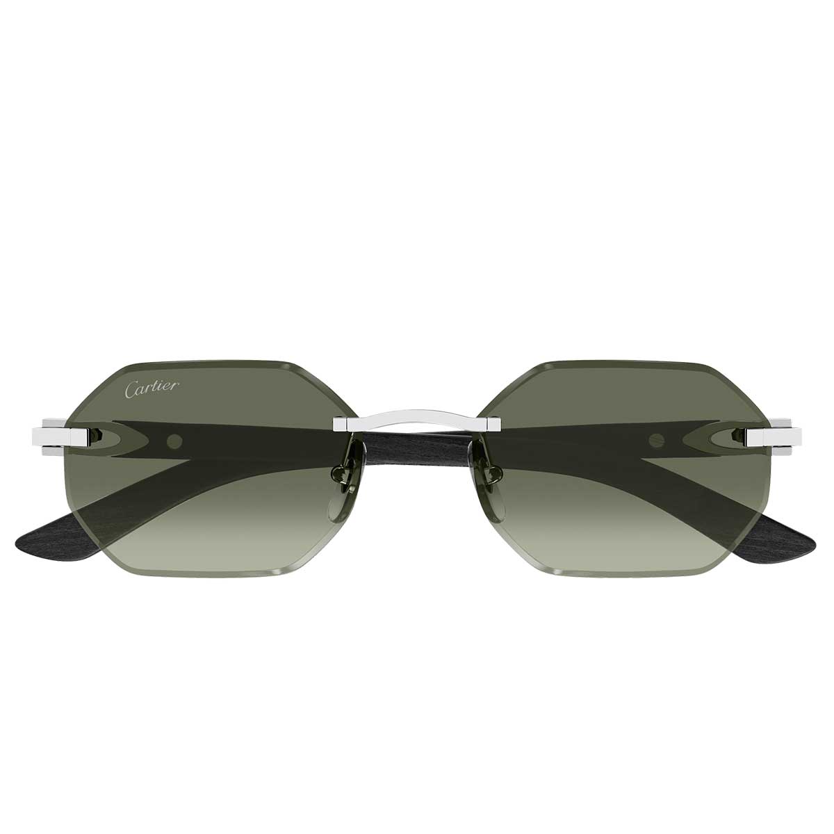 Cartier Occhiali da Sole CT0439S 008 ArgentoVerde/Verde Uomo