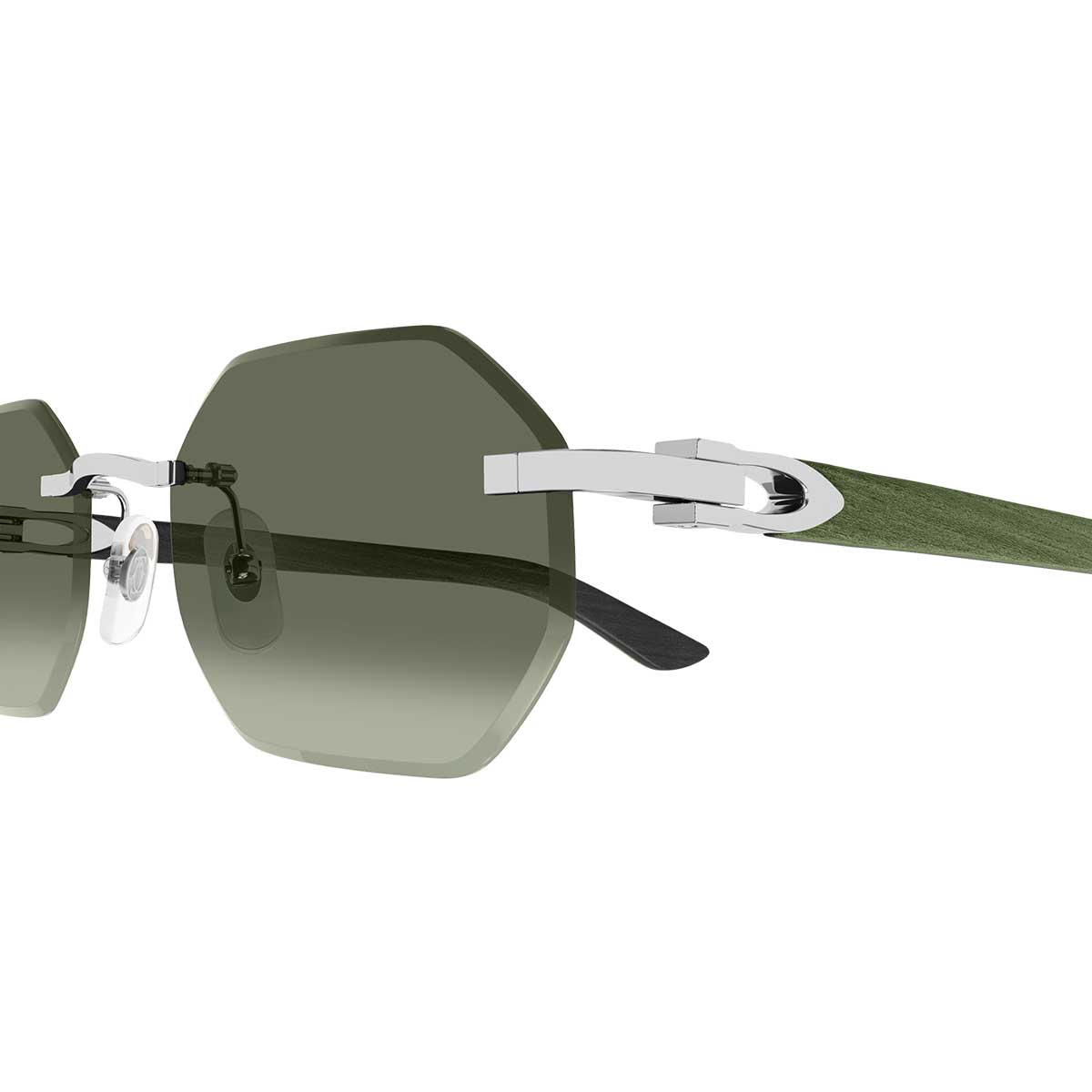 Cartier Occhiali da Sole CT0439S 008 ArgentoVerde/Verde Uomo 3
