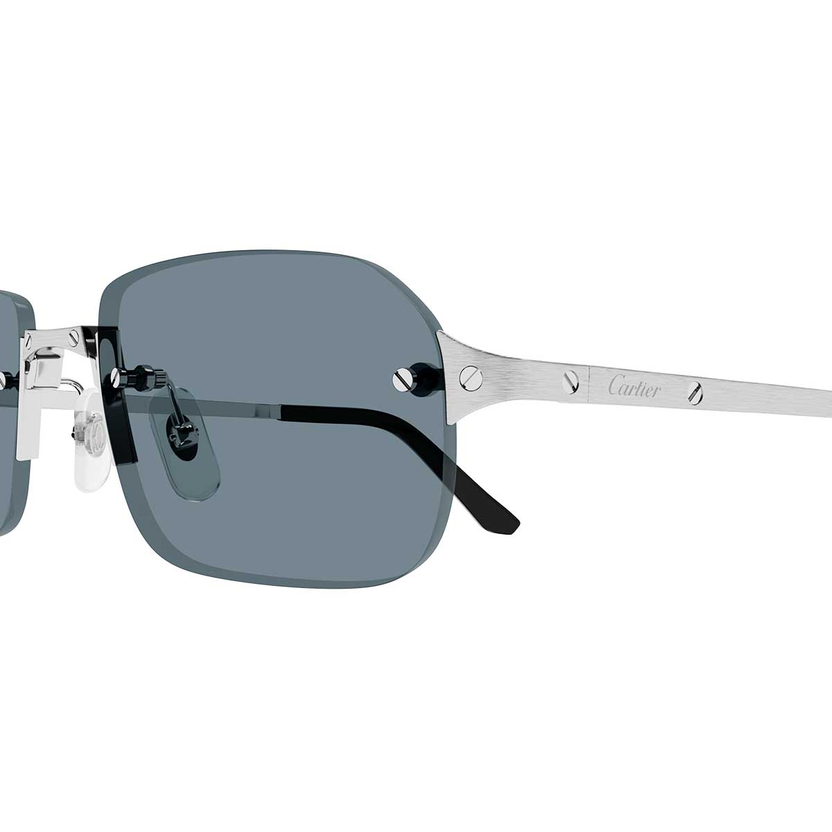 Cartier Occhiali da Sole CT0460S 003 Argento/Azzurro Uomo 3