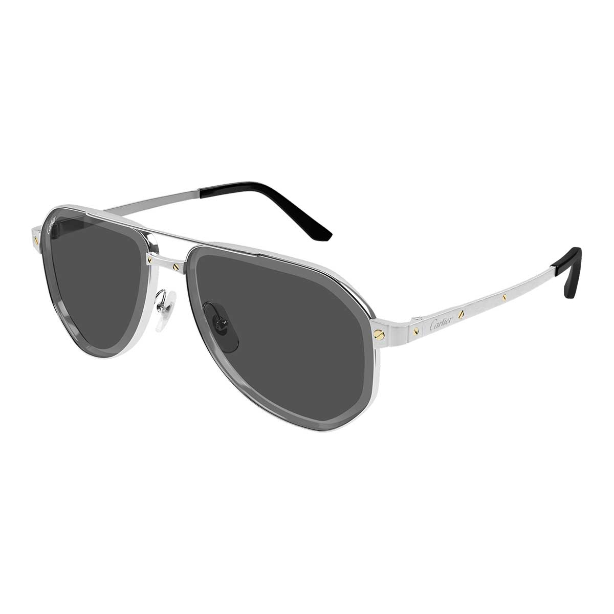 Cartier Occhiali da Sole CT0461S 006 Argento/Grigio Uomo 2