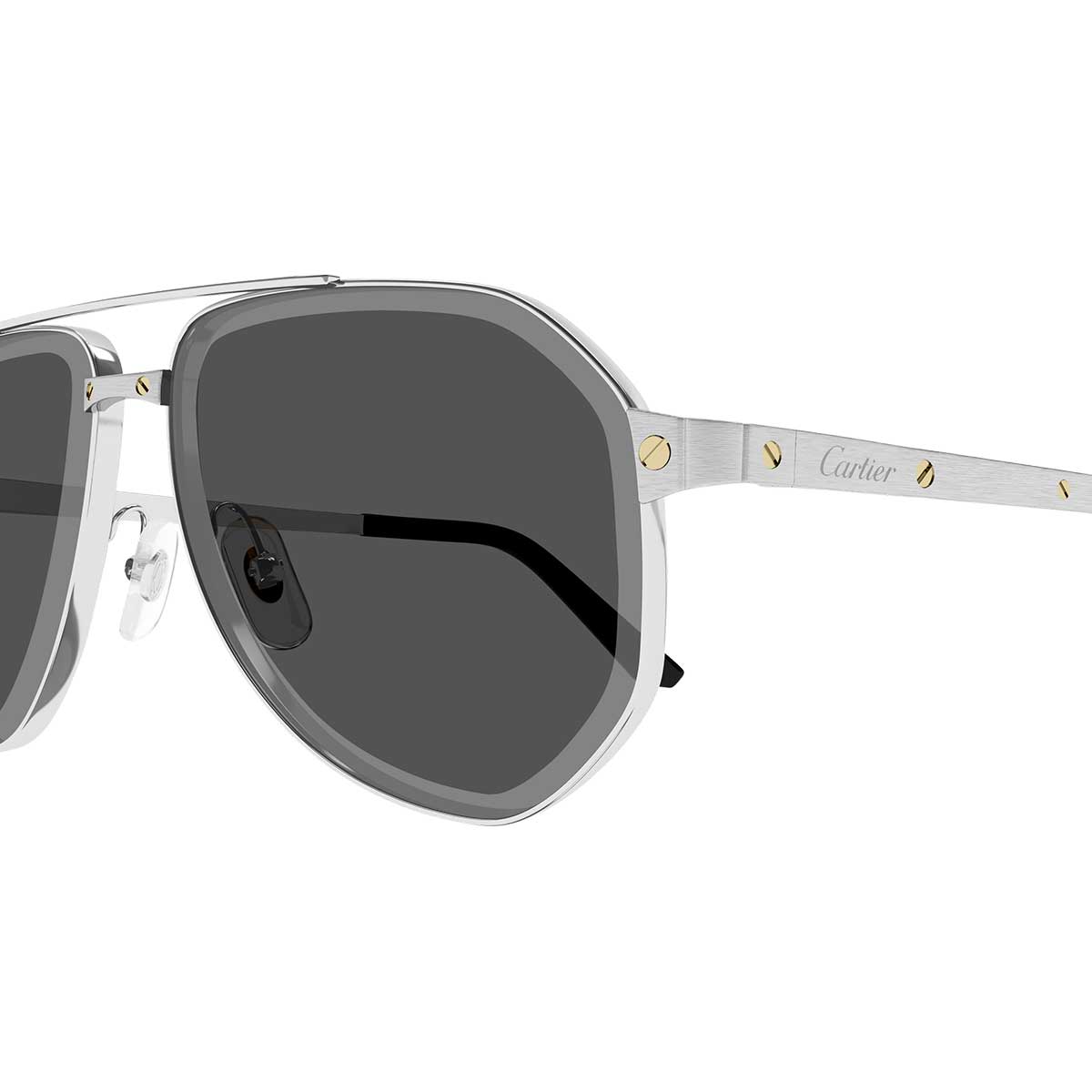 Cartier Occhiali da Sole CT0461S 006 Argento/Grigio Uomo 3