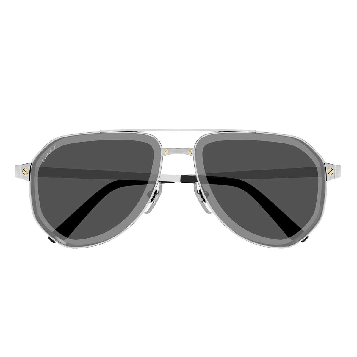 Cartier Occhiali da Sole CT0461S 006 Argento/Grigio Uomo