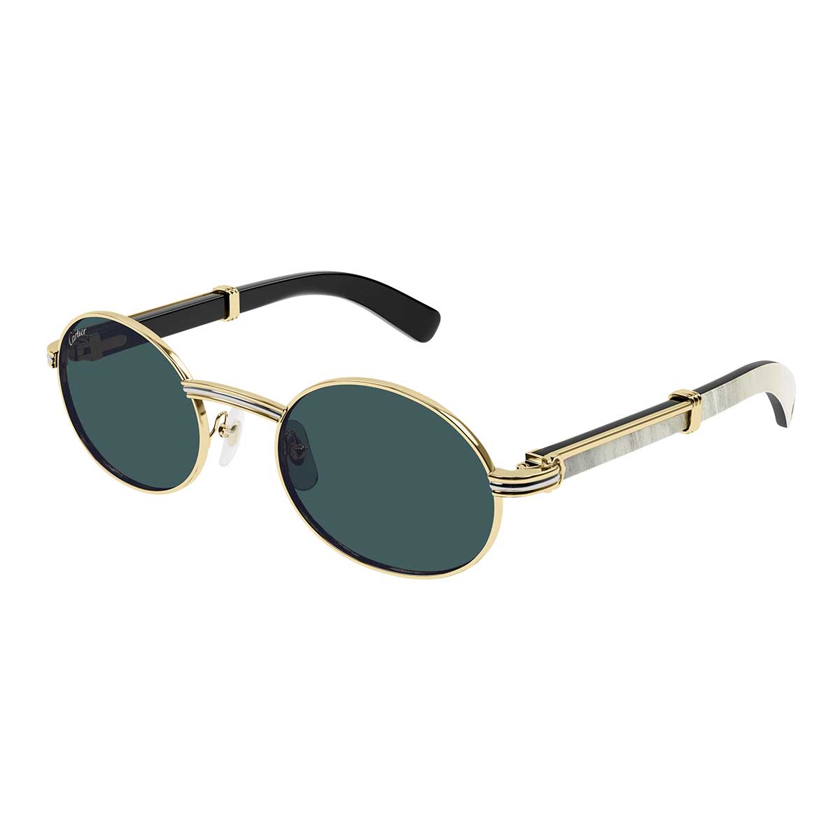 Cartier Occhiali da Sole CT0464S 003 OroBianco/Verde Uomo