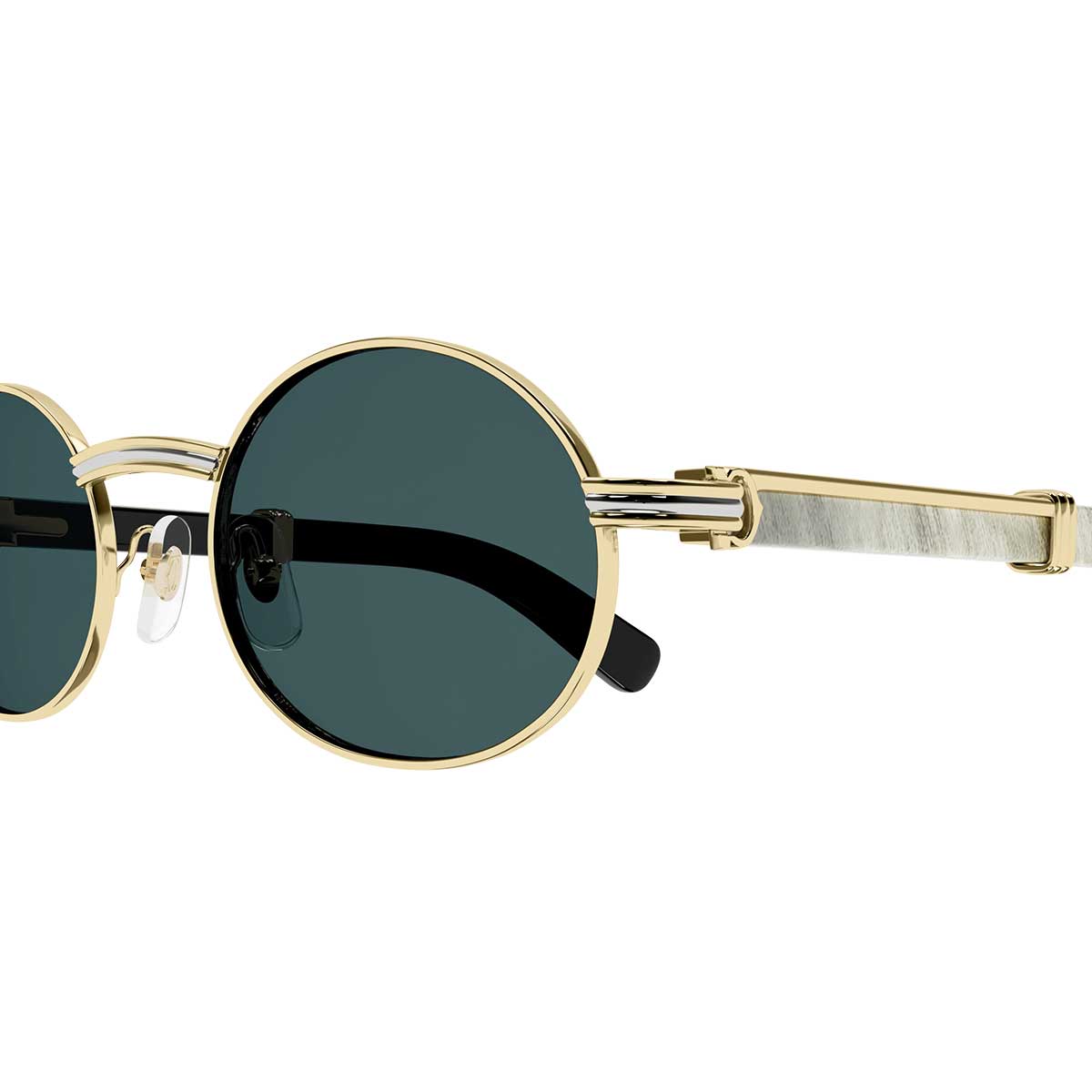 Cartier Occhiali da Sole CT0464S 007 OroBianco/Verde Uomo