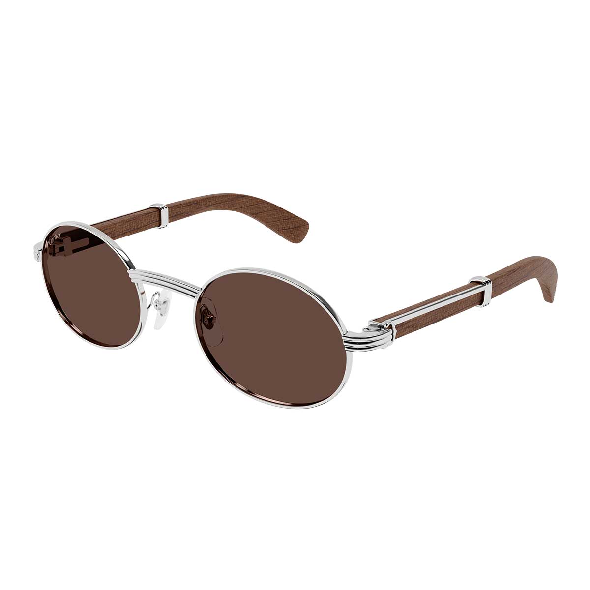 Cartier Occhiali da Sole CT0464S 011 ArgentoMarrone/Marrone Uomo