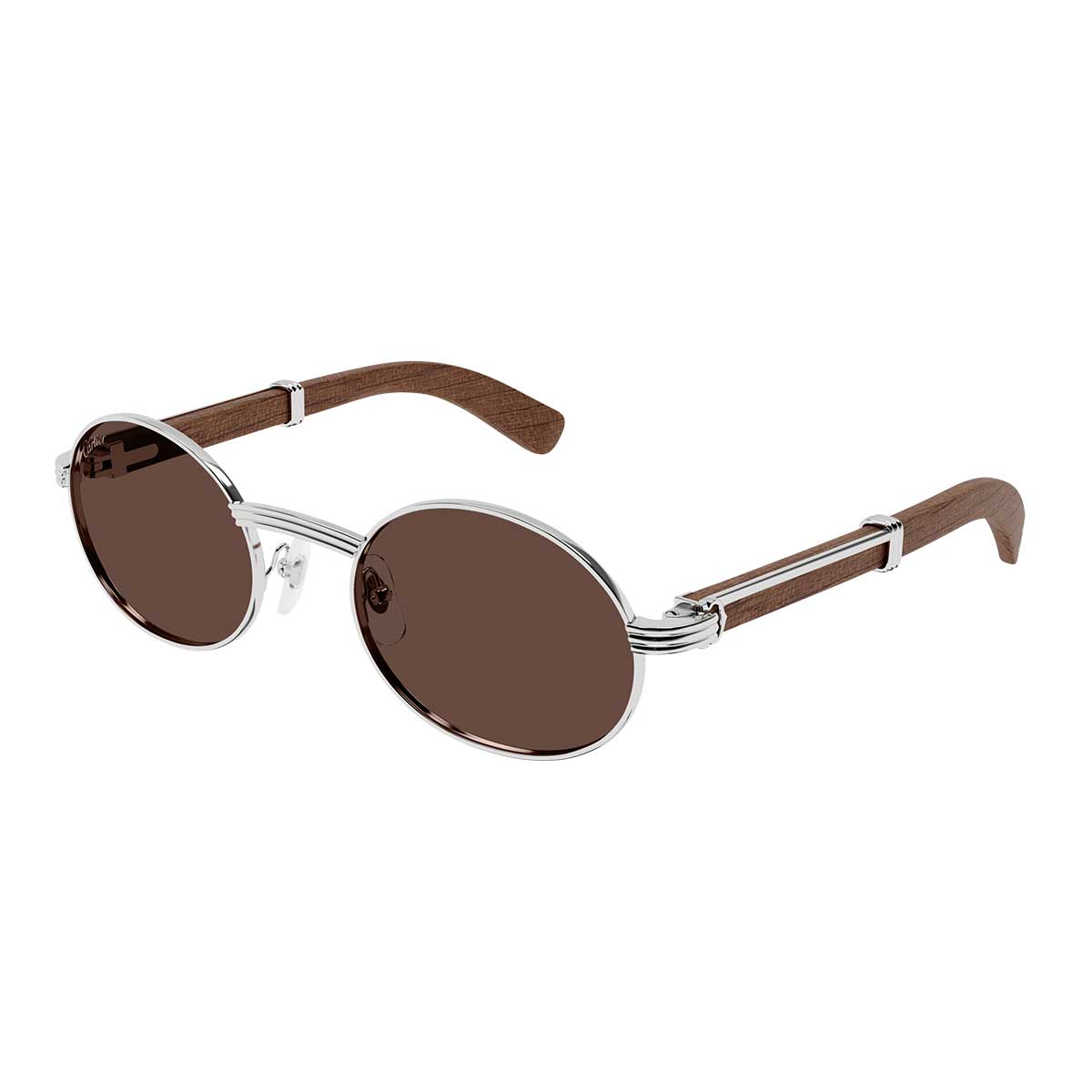 Cartier Occhiali da Sole CT0464S 016 ArgentoMarrone/Marrone Uomo