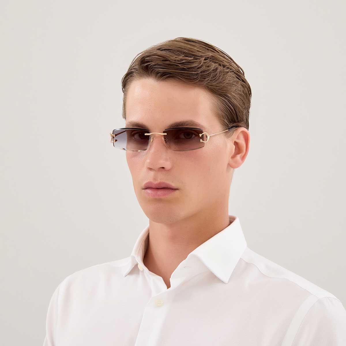 Cartier Occhiali da Sole CT0465S 009 Oro/Grigio Uomo 4