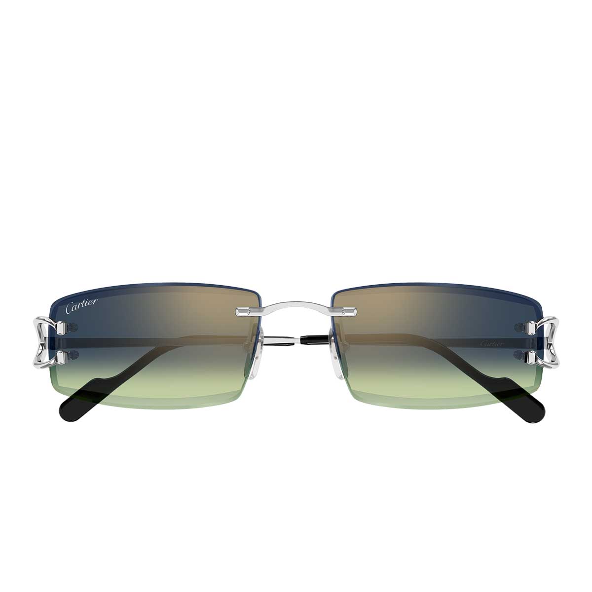 Cartier Occhiali da Sole CT0465S 010 Argento/Blu Uomo