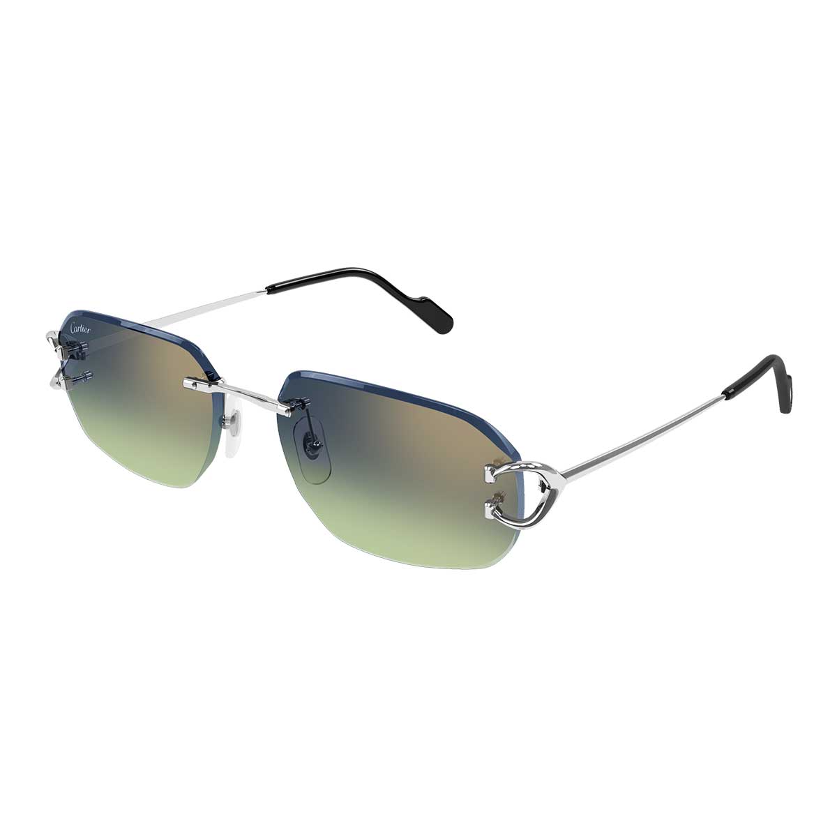 Cartier Occhiali da Sole CT0468S 006 Argento/Blu Uomo 2