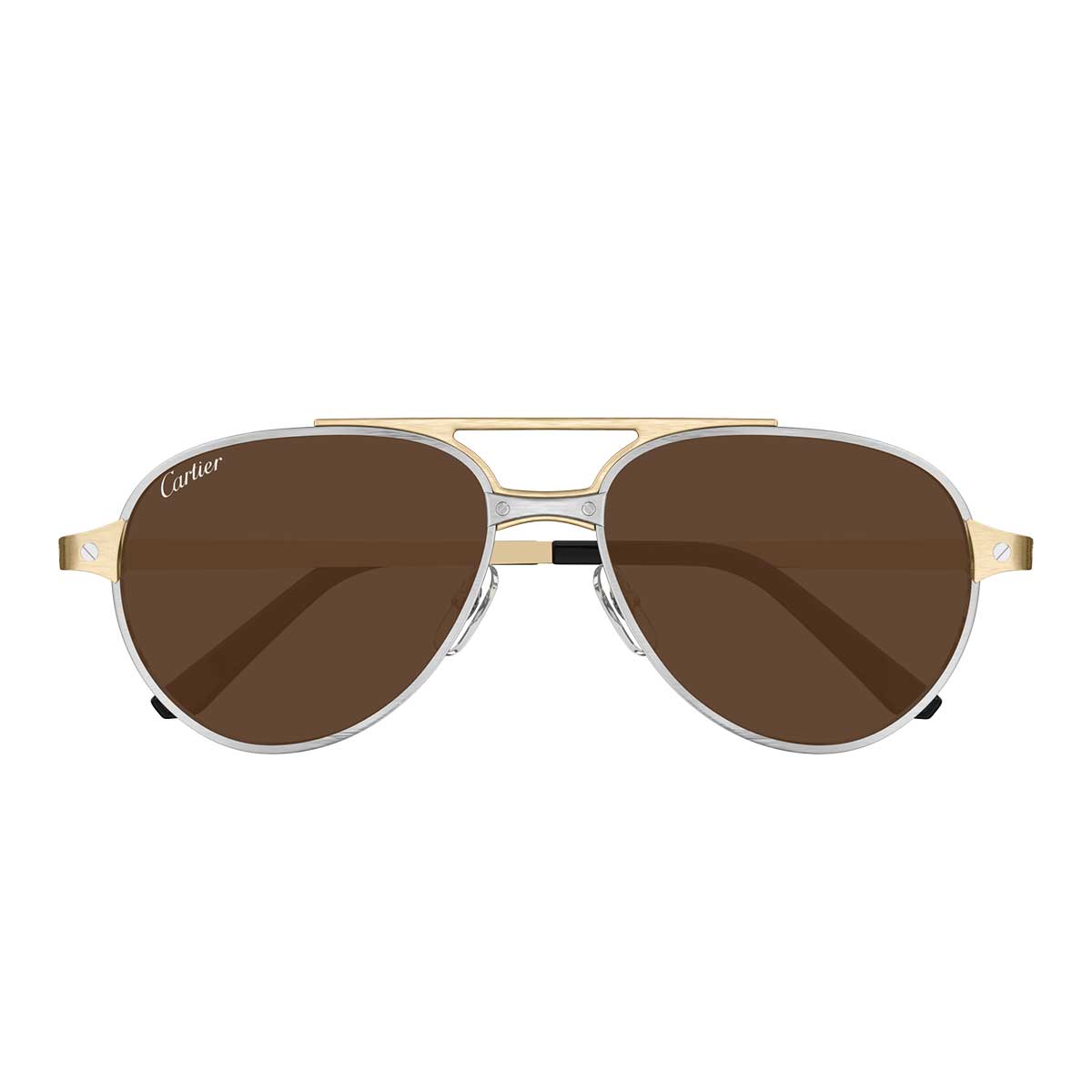Cartier Occhiali da Sole CT0476S 008 ArgentoOro/Marrone Uomo Polarizzati