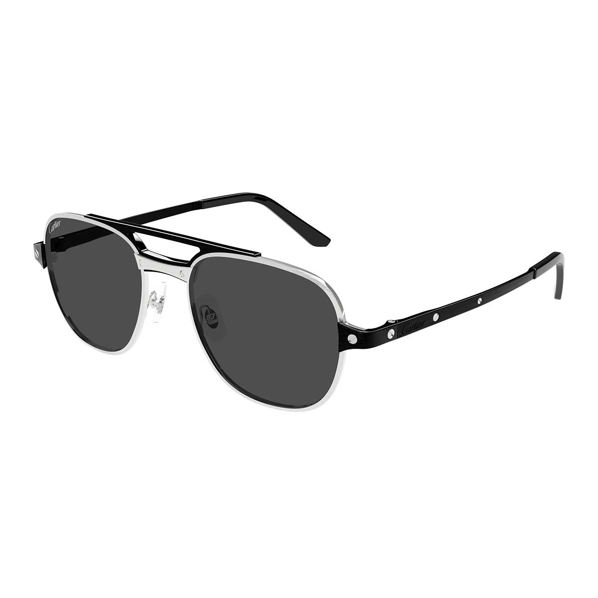 Cartier Occhiali da Sole CT0477S 001 ArgentoNero/Grigio Fumo Uomo Polarizzati 2