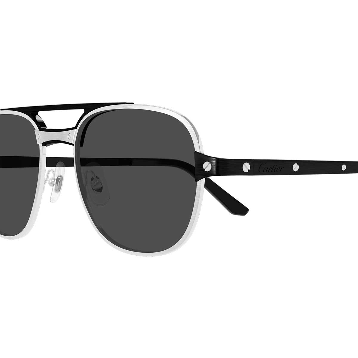 Cartier Occhiali da Sole CT0477S 001 ArgentoNero/Grigio Fumo Uomo Polarizzati 3