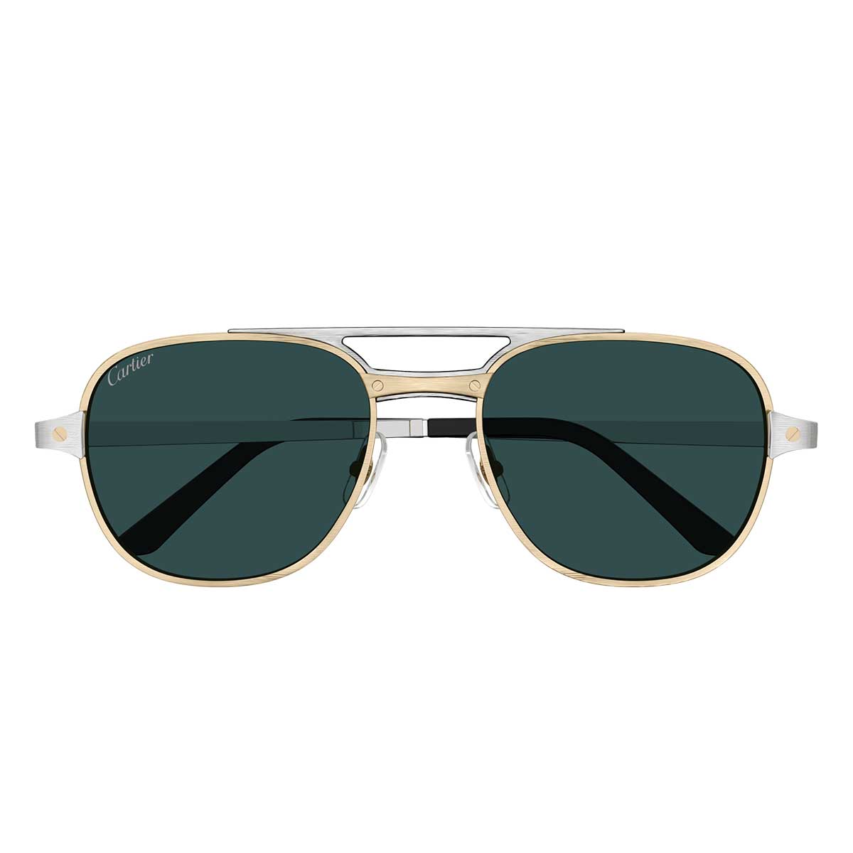 Cartier Occhiali da Sole CT0477S 003 OroArgento/Verde Uomo Polarizzati