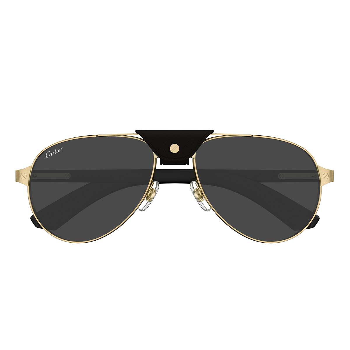 Cartier Occhiali da Sole CT0495S 001 OroNero/Grigio Fumo Uomo Polarizzati