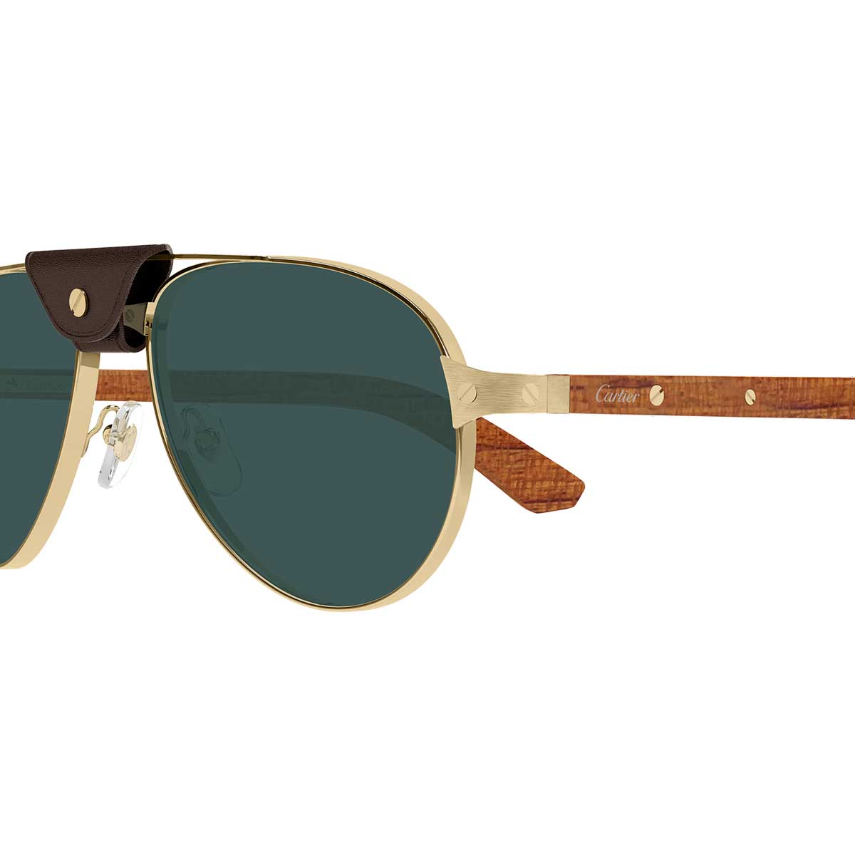 Cartier Occhiali da Sole CT0495S 002 OroMarrone/Verde Uomo Polarizzati 3