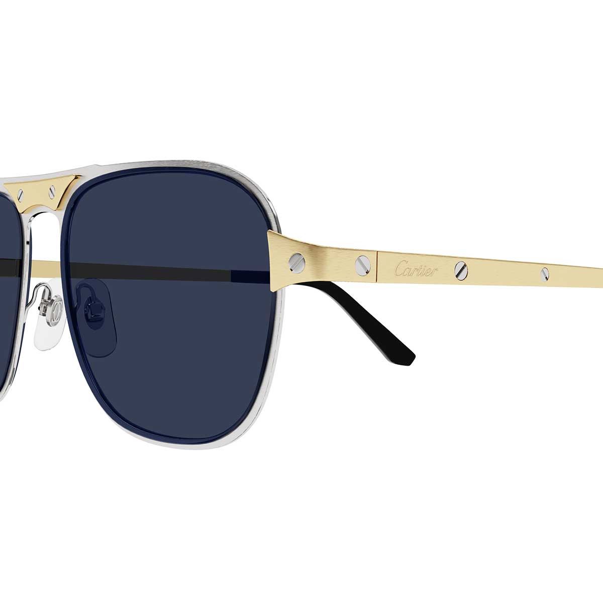 Cartier Occhiali da Sole CT0532S 003 ArgentoOro/Blu Uomo 3