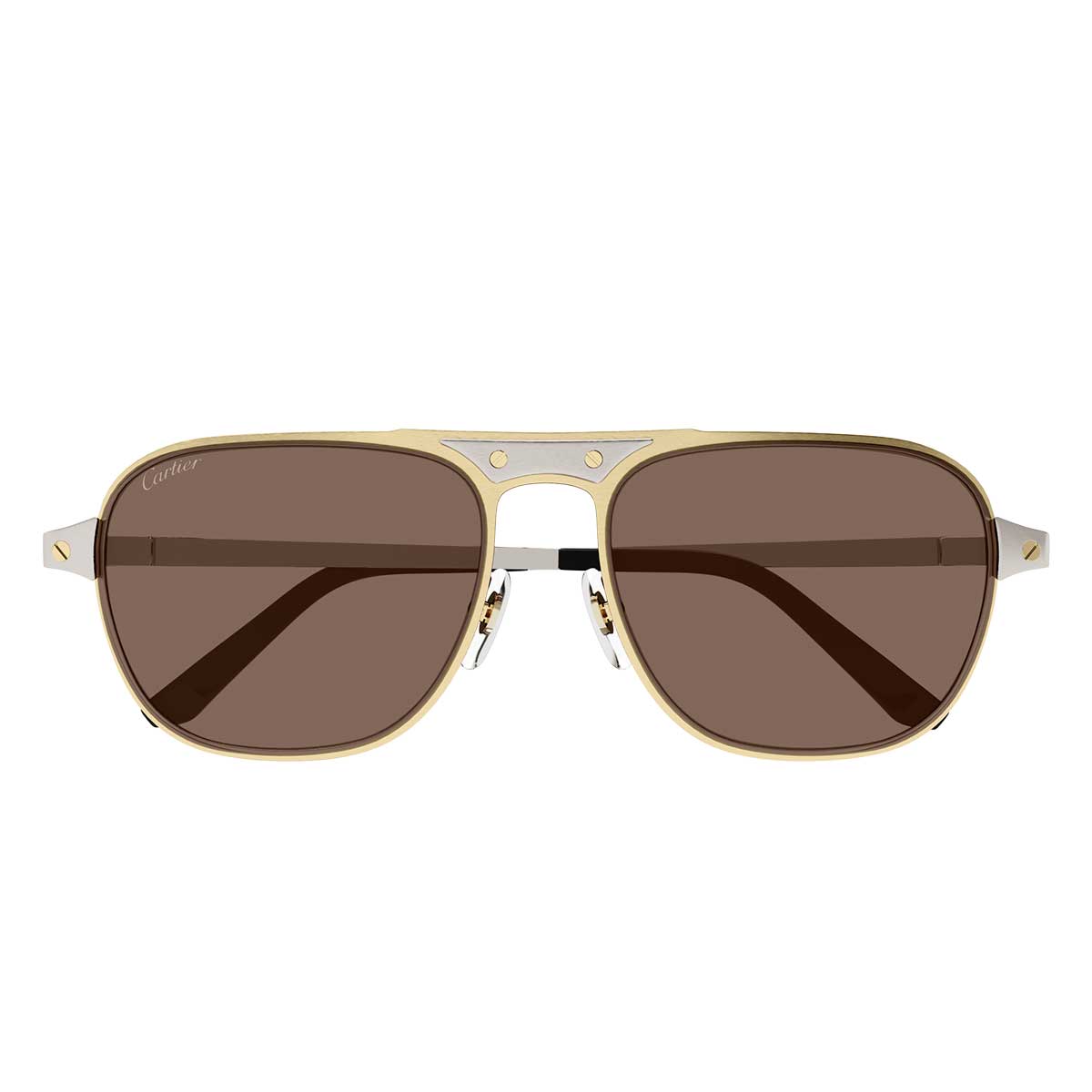 Cartier Occhiali da Sole CT0532S 004 OroArgento/Marrone Uomo
