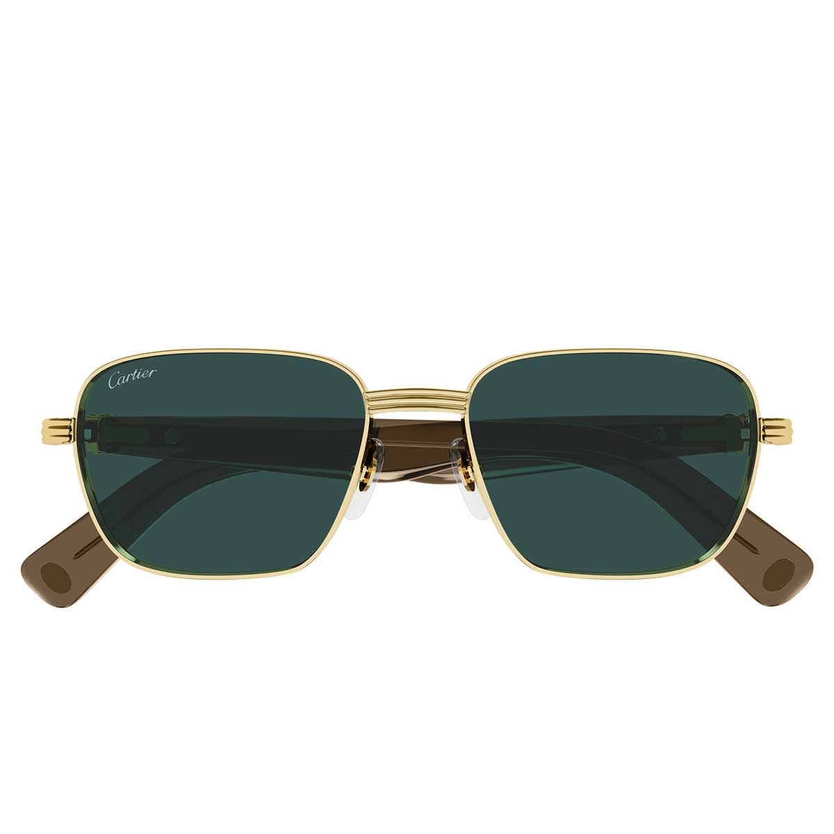Cartier Occhiali da Sole CT0538S 002 OroMarrone/Verde Uomo