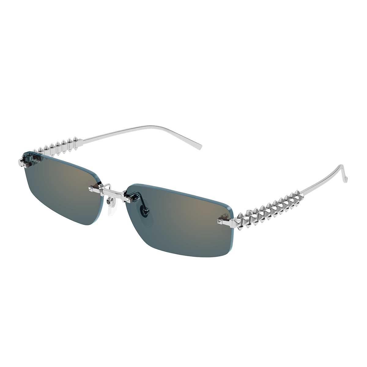 Cartier Occhiali da Sole CT0544S 004 Argento/Verde Unisex 2