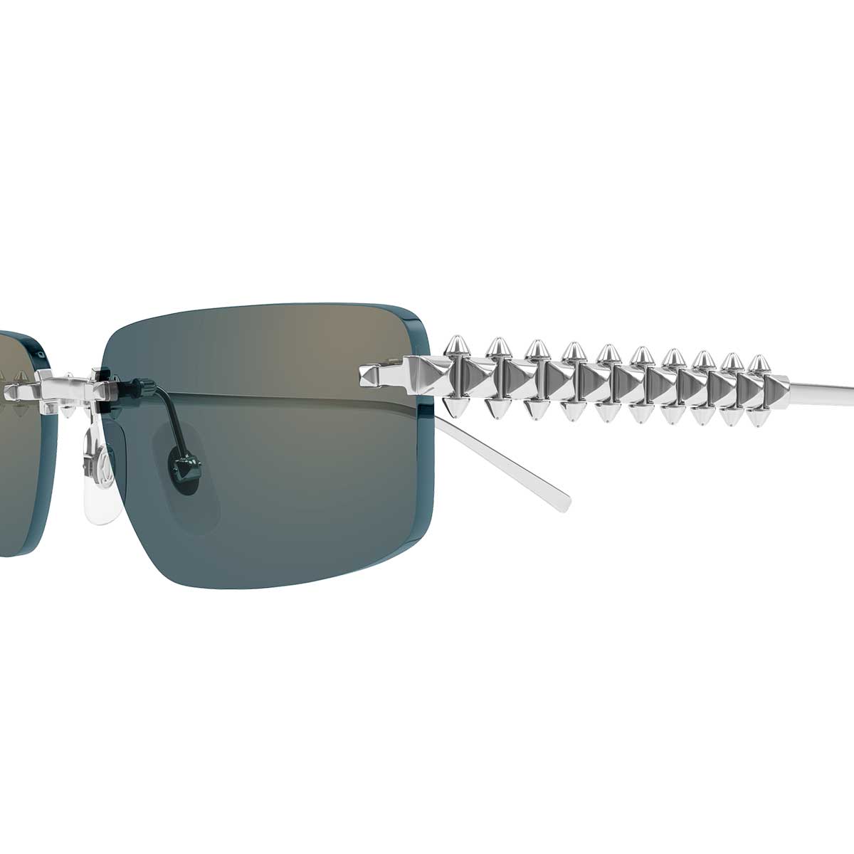 Cartier Occhiali da Sole CT0544S 004 Argento/Verde Unisex 3