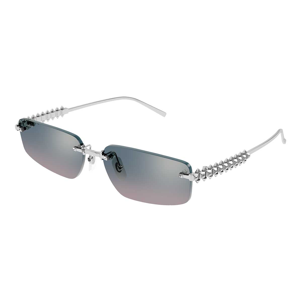 Cartier Occhiali da Sole CT0544S 005 Argento/Azzurro Unisex 2