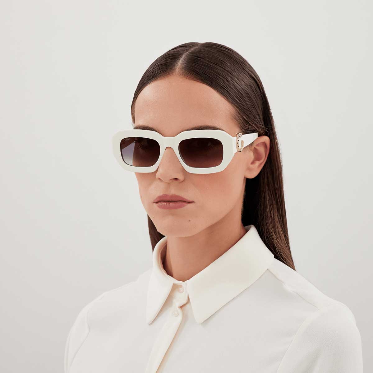 Cartier Occhiali da Sole CT0546S 003 Bianco/Grigio Donna 4