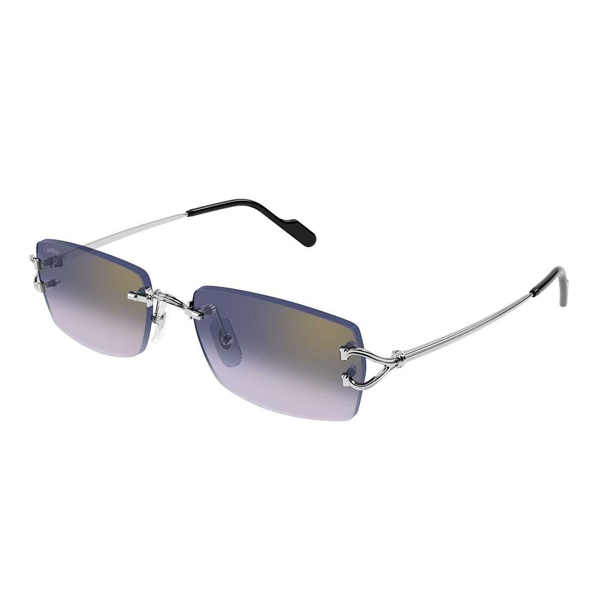 Cartier Occhiali da Sole CT0550S 003 Argento/Blu Uomo