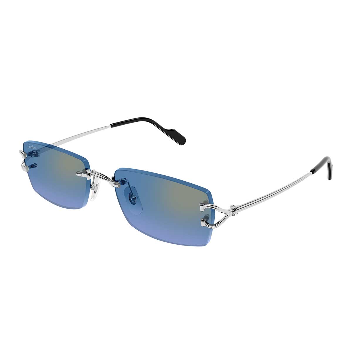 Cartier Occhiali da Sole CT0550S 007 Argento/Blu Uomo