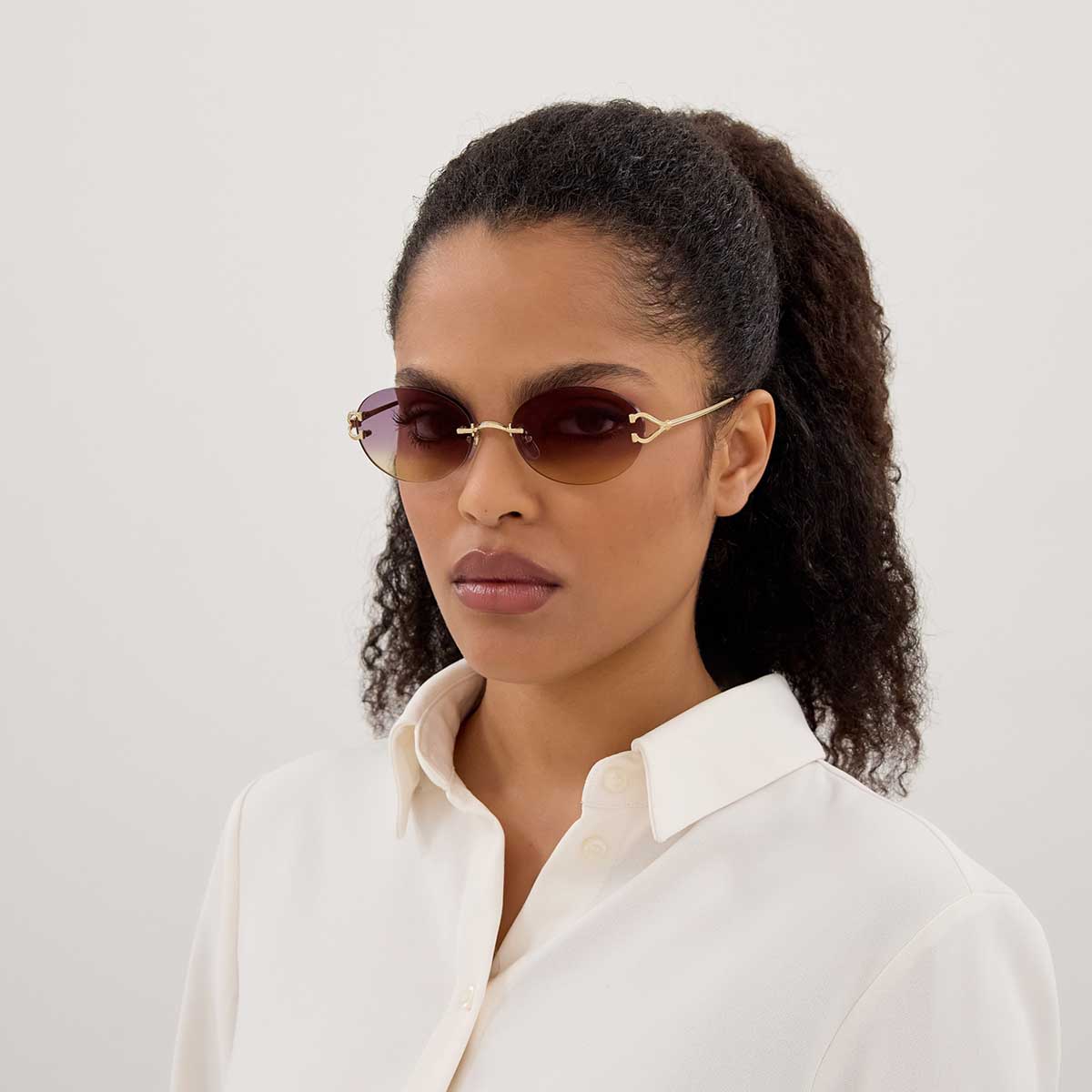 Cartier Occhiali da Sole CT0551S 006 Oro/Viola Unisex
