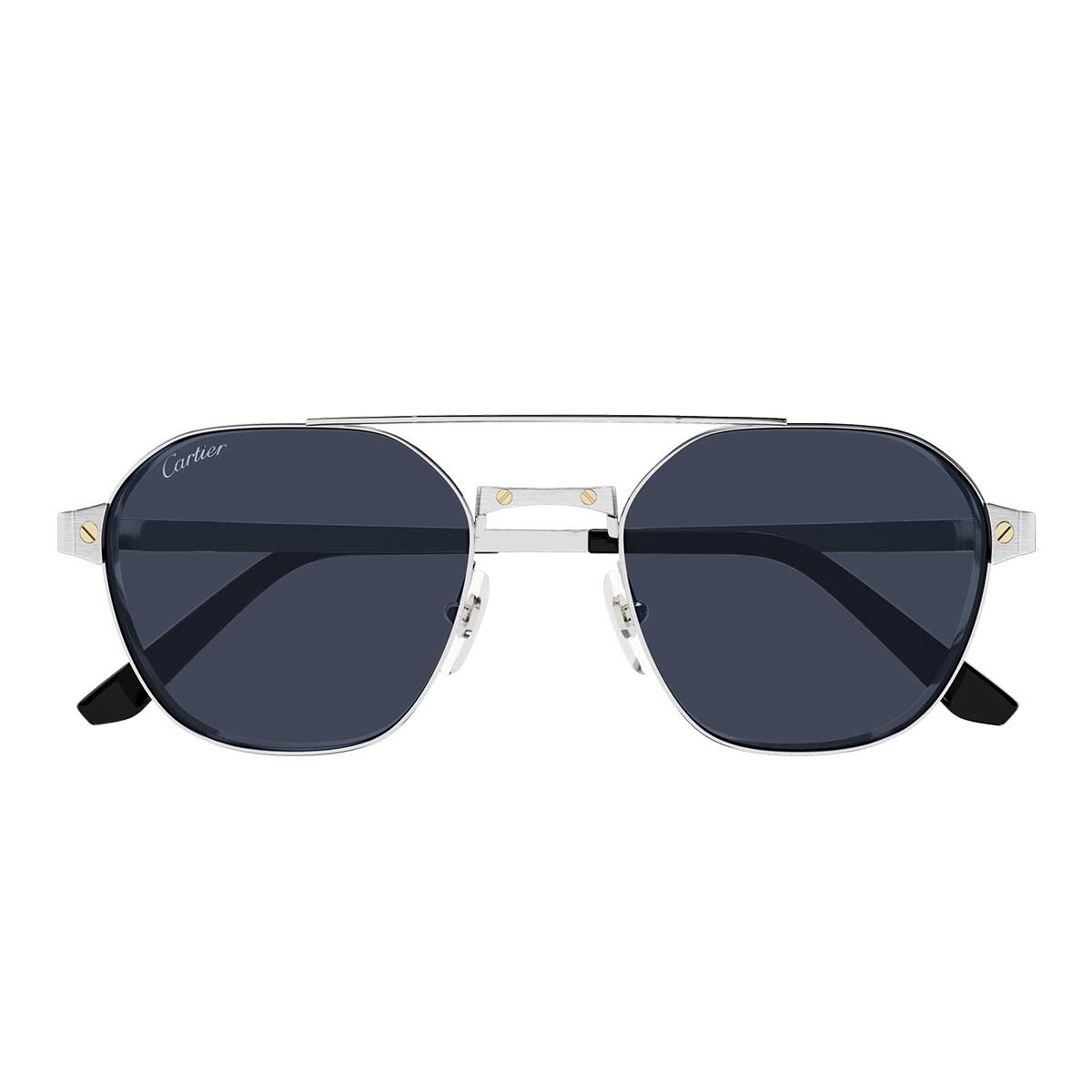 Cartier Occhiali da Sole CT0571S 002 Argento/Blu Uomo Polarizzati