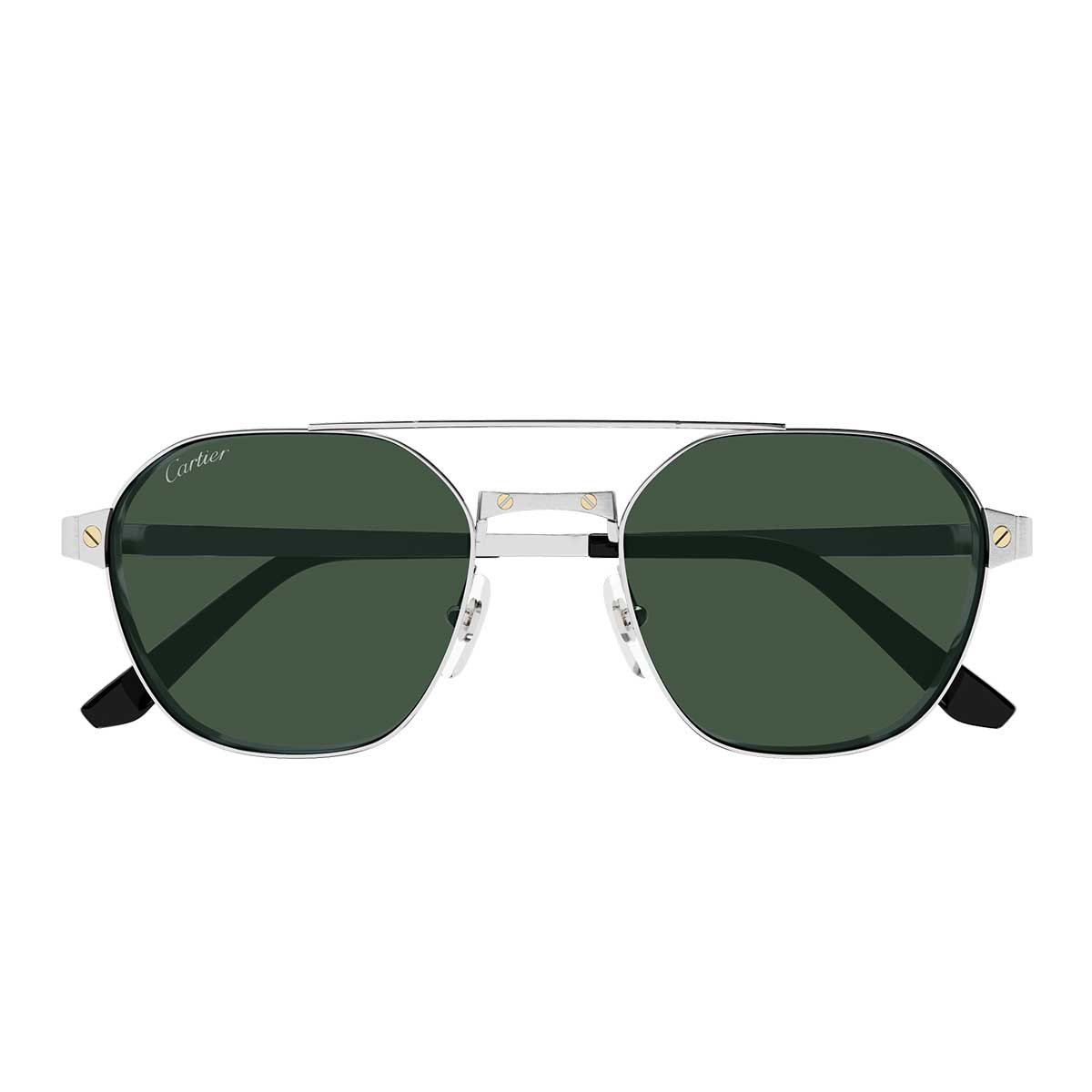 Cartier Occhiali da Sole CT0571S 003 Argento/Verde Uomo Polarizzati