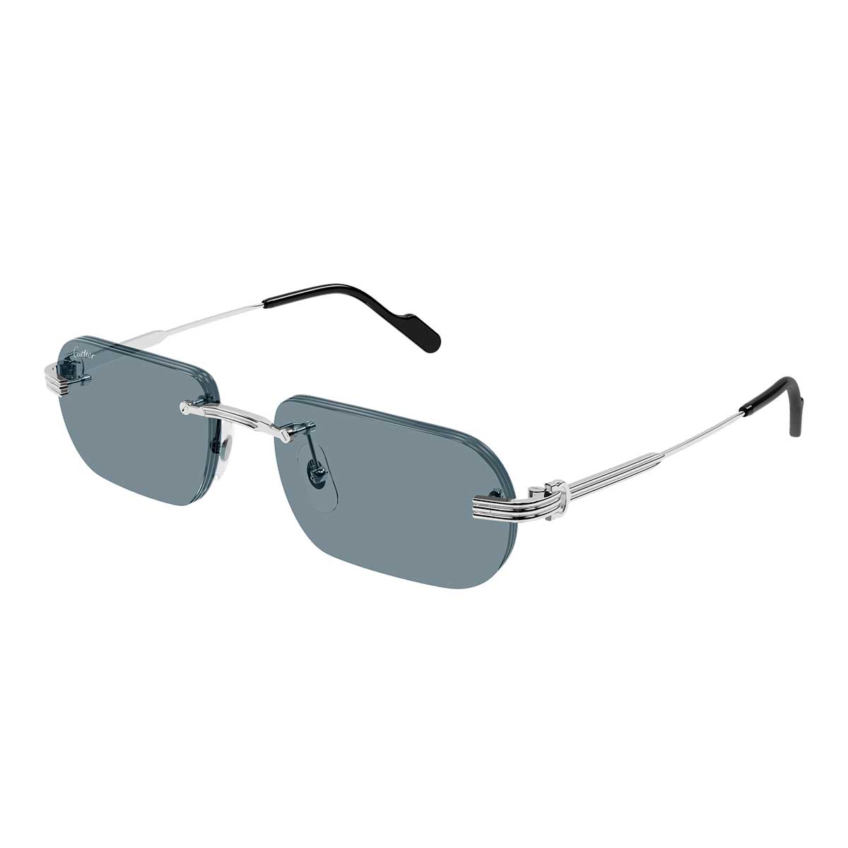 Cartier Occhiali da Sole CT0577S 006 Argento/Azzurro Uomo 2