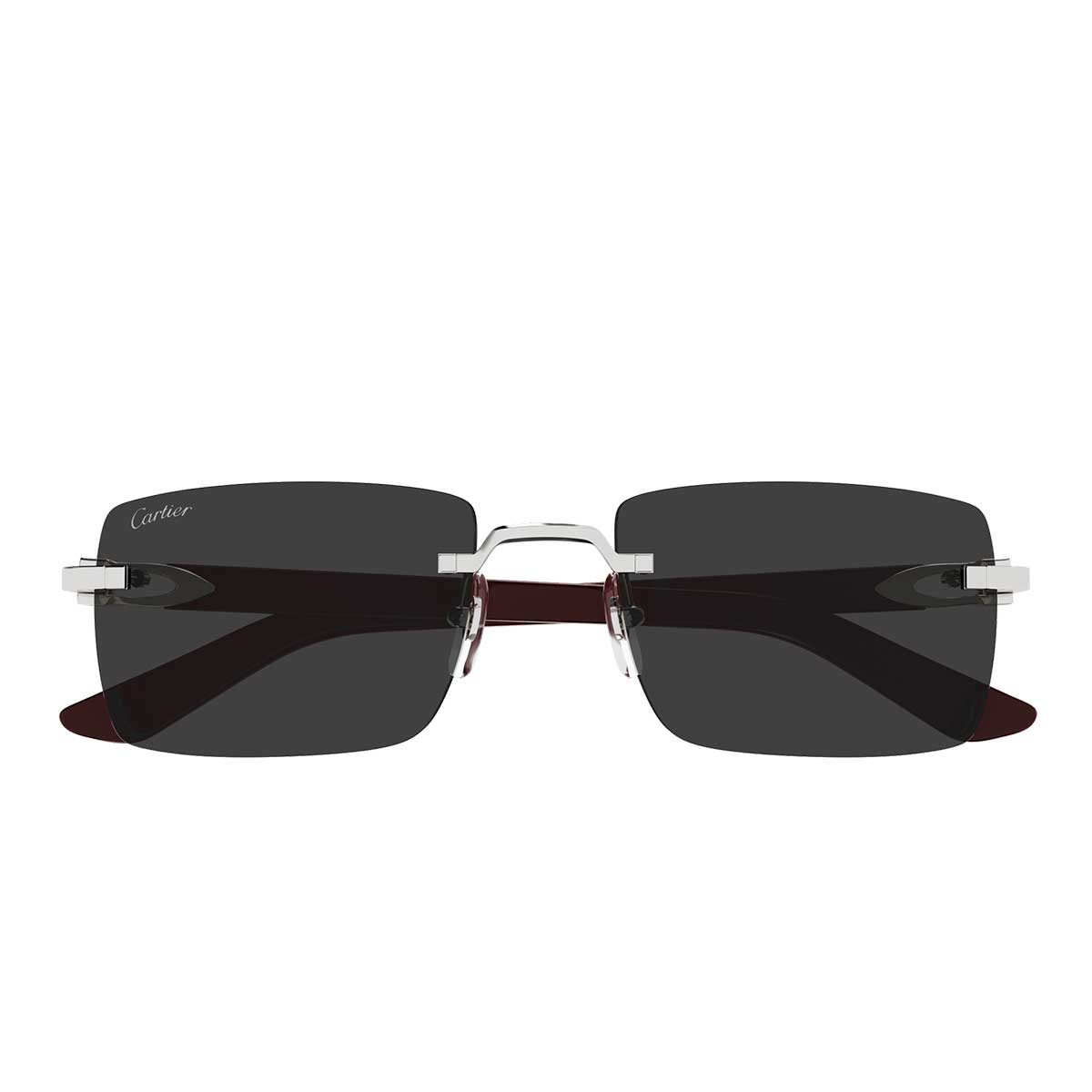 Cartier Occhiali da Sole CT0579S 002 ArgentoBurgundy/Grigio Fumo Uomo